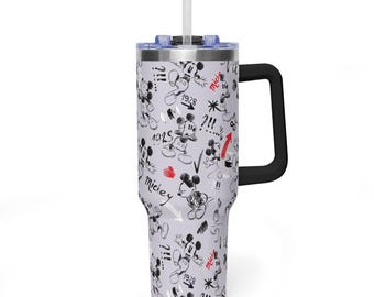Vintage 1928 Mouse Sketch Tumbler 20oz 40oz, Theme Park Vacation Gift For Best Friend, Fun Birthday Present, Custom Classic Cartoon Cup