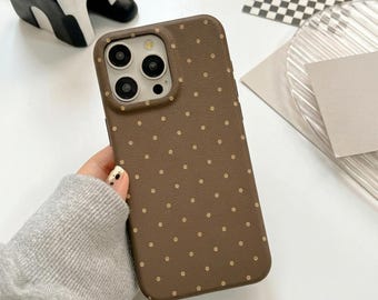 Cute Pink Polka Dot Phone Case for iPhone 17 16 15 Pro Max, Preppy Aesthetic Cover, Retro Coquette Gift