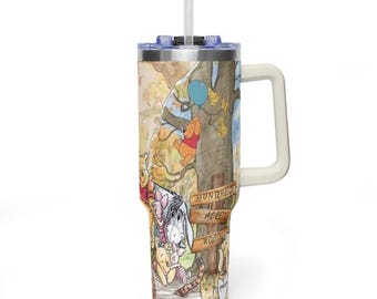 Classic Winnie the Pooh 40oz Tumbler, Vintage Hundred Acre Wood Quencher, Storybook Pooh and Friends, Retro Winnie the Pooh Water Bottle