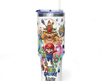 Super Mario Galaxy Movie Poster Name Tumbler, Universal Studios Super Mario Tumbler, Mario Since 85 Tumbler, Universal Orlando Birthday Gift