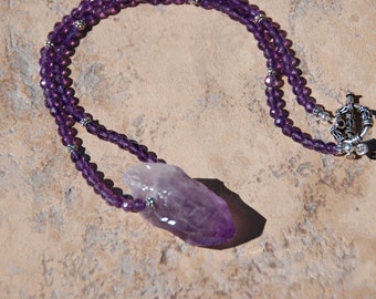 Beaded Amethyst, Amethyst and Sterling Silver necklace, beaded necklace, bead necklace,Amethyst necklace, beaded jewelry, Amethyst