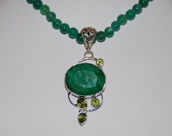 One of a kind Emerald Quartz beaded necklace Gorgeous, handmade beaded necklace, beaded necklace, one of a kind beaded necklace