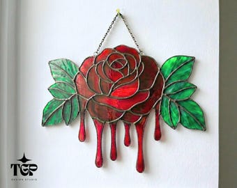 Rose Stained Glass Pattern, Gothic Floral Window Panel, Modern Botanical PDF SVG PNG