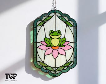 Frog Stained Glass Pattern - Frog Suncatcher Template PDF SVG PNG