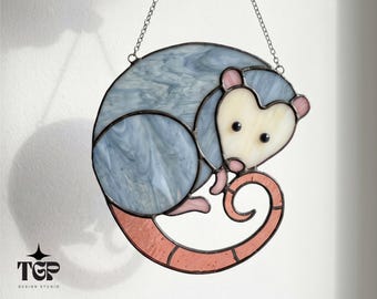 Opossum Stained Glass Pattern - Beginner Template SVG PDF PNG