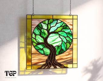 Tree of Life Stained Glass Pattern SVG PDF PNG
