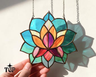 Lotus Stained Glass Pattern for Beginners – First Project SVG PDF PNG