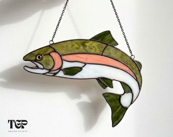 Trout Stained Glass Pattern - Beginner Friendly Fish Suncatcher Template Printable PDF PNG SVG