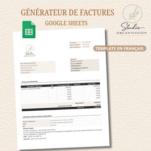 Automatic Invoice Template for Self-Employed Individuals (Google Sheets) | French Invoice Generator | VAT | History Dashboard | No Excel Required