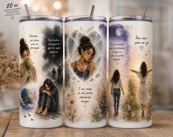 20oz Tumbler Wrap PNG | Motivational Woman Design | Spanish Quote Tumbler | Sublimation Design | Instant Download | I was born to be me