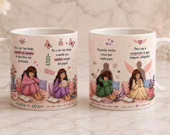 Diseños para Tazas Cristianas PNG | Sublimación Mug 8.5x3.8 | Frases Motivacionales de Fe | Diseño Digital para Taza