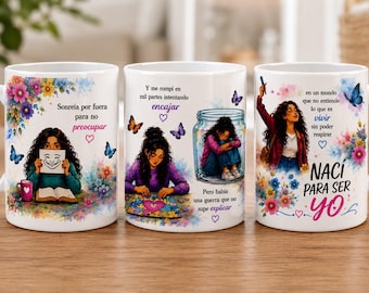 Colorful Inspirational Mug Wrap PNG | Mental Health Mug Design | Positive Quotes Tumbler Wrap | 11oz & 15oz Sublimation | naciparaseryo