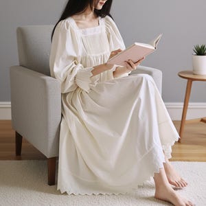 slim fit dress slacks Stylish Loose-Fit Long Sleeves Muslin Nightgown – Aes Studio main image 1
