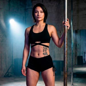 Completo da Pole Dance in due pezzi: top e pantaloncini, abbigliamento sportivo per fitness e yoga, costume da Pole Dance nero