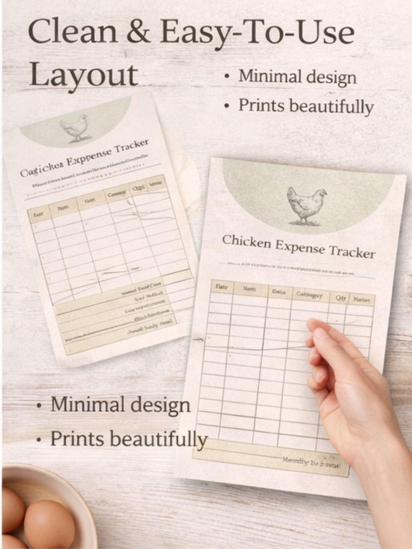 Chicken Expense Tracker Printable, Backyard Flock Budget Log - Etsy