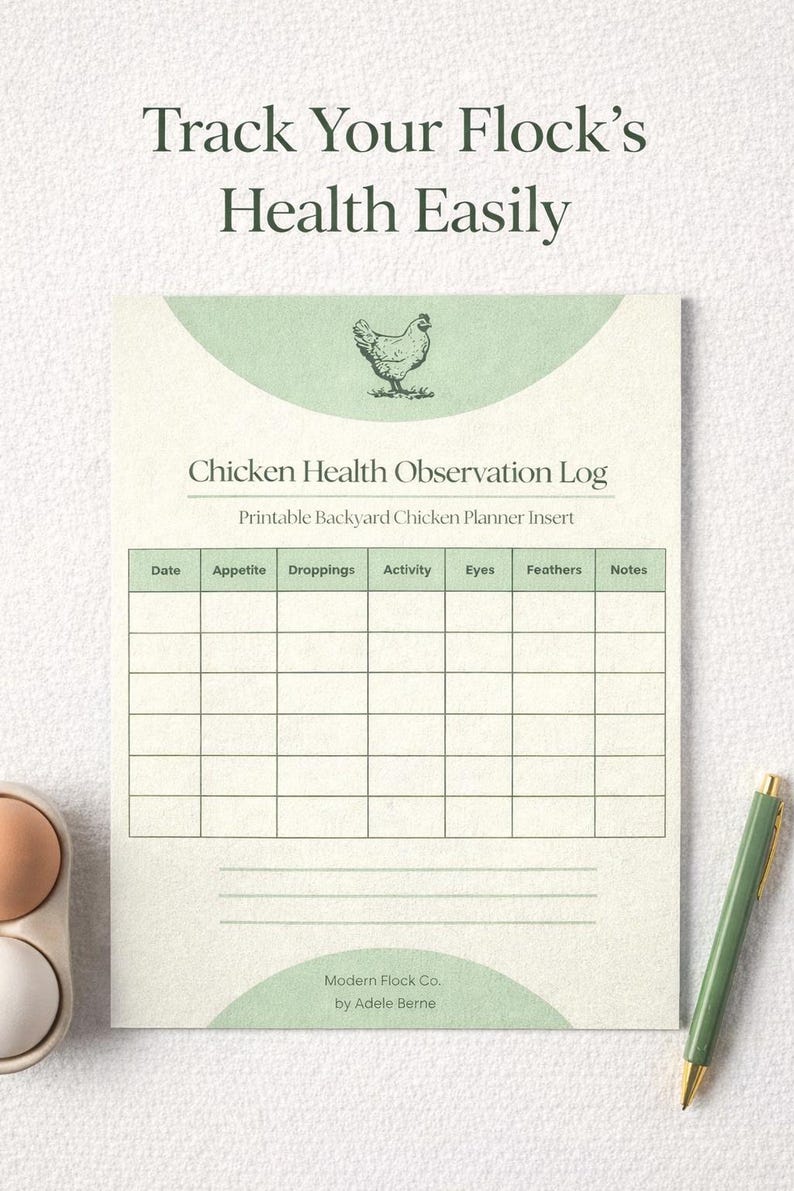 Daily Chicken Health Check Log | Backyard Flock Tracker (PDF) - Etsy