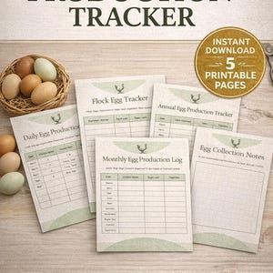 Egg Production Tracker Printable Bundle | Chicken Egg Collection Log | Backyard Chicken Egg Tracker | Flock Egg Record | Coop Egg Logbook
