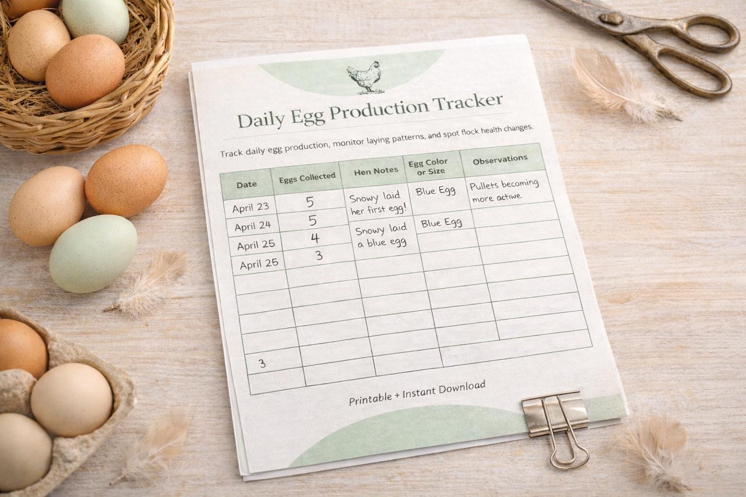 Egg Production Tracker Printable Bundle | Chicken Egg Collection Log ...