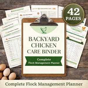 Backyard Chicken MEGA Planner Bundle | 42 page Chicken Care Binder | Egg Production Tracker & Flock Management Log