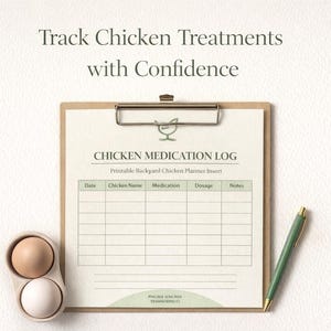 Chicken Medication Log Printable | Flock Health Tracker PDF | Poultry Planner