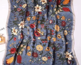 Bufanda azul floral para mujer