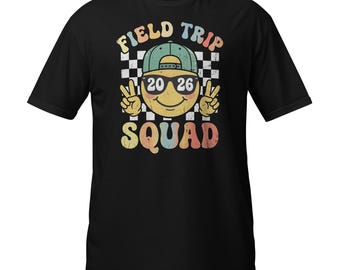 Field Trip Squad 2026 T-Shirt, School Event Gift, Retro Smiley Class Team Graphic Tee