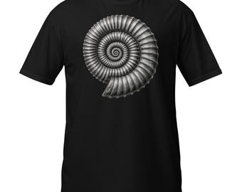 Paleontology Ammonite Fossil Spiral Shell Geometry T-Shirt, Science Lover Gift, Fossil Graphic Tee