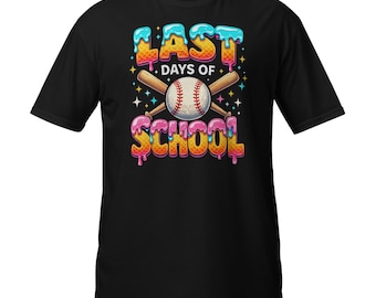 Last Day of School Funny Baseball Ice Cream Drip T-Shirt, Funny Kids Teacher Tee