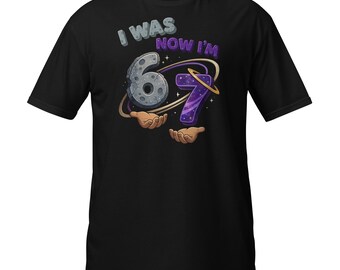 Boys 7th Birthday T-Shirt, I Was 6 Now I'm 7 Kids Graphic Tee