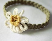 Daisy Crochet Headband Pattern PDF | Baby to Adult Sizes | Braided Flower Headband | Easy Crochet Pattern | Spring Floral Hair Accessory