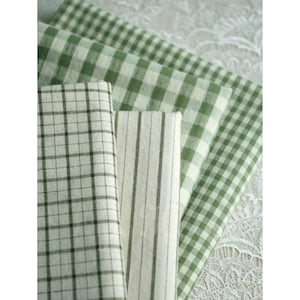 Zielona bawełniana tkanina w kratkę Gingham w paski – tapicerka