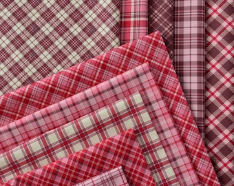 Baumwolle Vintage Rot Karierter Stoff- Plaid Nähen Quilten- Gingham Stoff- Dekorativer-Halb-Yard