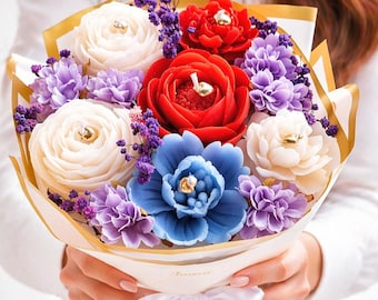 Bukiet świec, prezent, świece sojowe, prezent dla nauczyciela, urodziny, Dzień Matki, ręcznie robiony