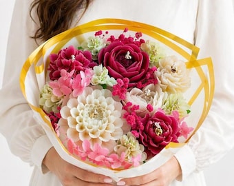 Bouquet di fiori con candele in cera di soia – regalo per donne, regalo per la festa della mamma, idea regalo di compleanno, candele a forma di bouquet di fiori, regalo per la fidanzata
