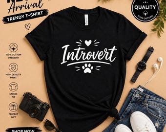Introvert Paw Print T-Shirt: Minimalist Pet Lover Tee for Women Men