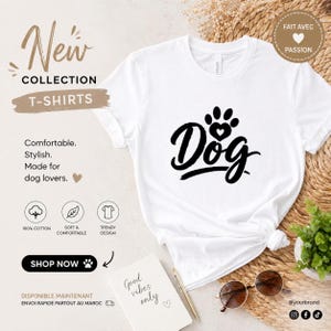 Camiseta con estampado de huella de perro / Camiseta con estampado de corazón y huella de pata