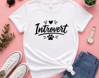 Introvert Dog Lover Shirt, Minimalist Paw Print Tee, Pet Owner Gift