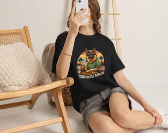 Iced Coffee & Dogs German Shepherd Tee | Coffee Lover Dog Shirt