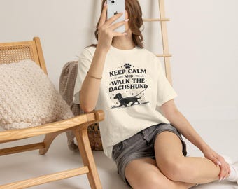 Keep Calm and Walk the Dachshund T-Shirt | Dachshund Silhouette Tee