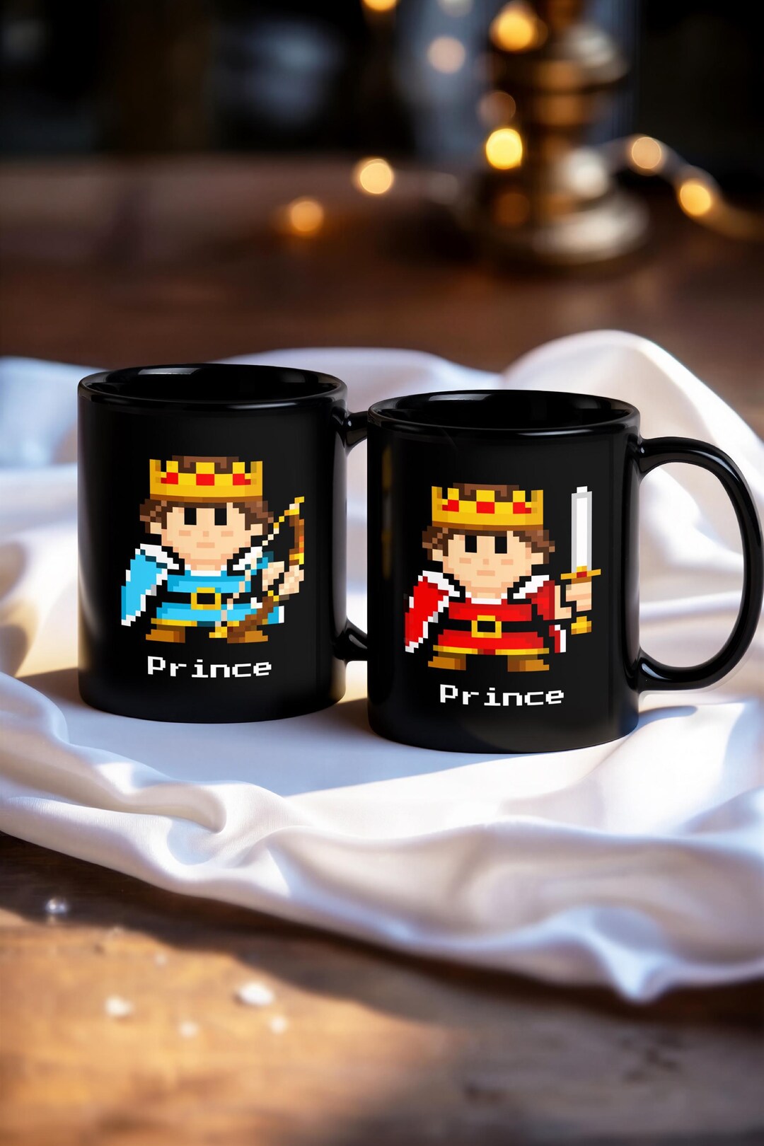 Pixel Prince Pixel Prince Mug Retro Gaming Cup Design Pixel Art Royal Character ...