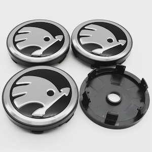4x SKODA  Alloy Wheel Centre Caps 56mm Fabia Octavia Black silver