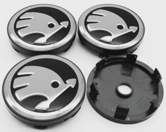4x SKODA  Alloy Wheel Centre Caps 56mm Fabia Octavia Black silver