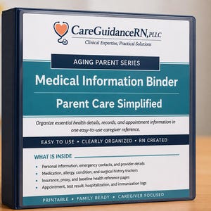 Aging Parents Medical Binder - Printable Caregiver Organizer with 18 Sections & RN Nurse Notes