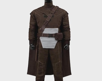 Din Djarin Mandalorian Flight Suit Set | Star Wars Cosplay Undersuit with Holster Belt & Cape Bounty Hunter Armor Outfit