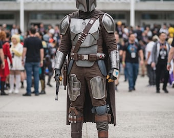 Star Wars Din Djarin Mandalorian Cosplay Costume | Bounty Hunter Flight Suit with Cummerbund & Belt