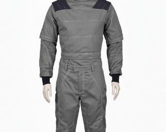 Grey Bounty Hunter Flight Suit Costume – Tactical Cosplay Jumpsuit Uniform for Sci-Fi Costume & Roleplay