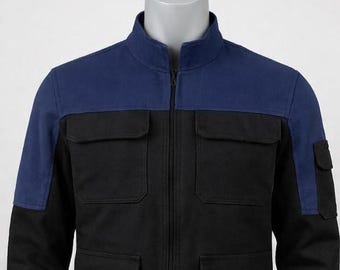 Mandalorian Inspired Jacket | The Mandalorian Cosplay Jacket | Star Wars Black & Blue Tactical Sci-Fi Jacket | Bounty Hunter Costume Coat