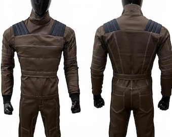 Brown Leather Tactical Cosplay Suit | Sci-Fi Jumpsuit Costume | Futuristic Combat Outfit | Men’s Custom Cosplay Uniform