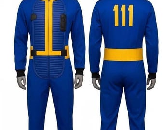 Futuristic Vault Suit 111 – Sci-Fi Inspired Blue & Yellow Jumpsuit