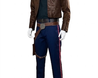 Han Solo Inspired Leather Cosplay Jacket, Star Wars Smuggler Outfit, Space Cowboy Costume for Men